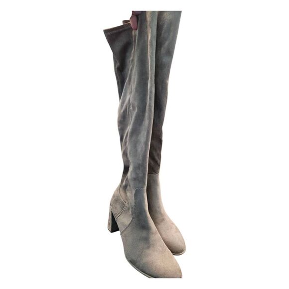 Liz Claiborne Gray Faux Suede Knee High Boots Womens size 7.5 New no Tags - Picture 5 of 10